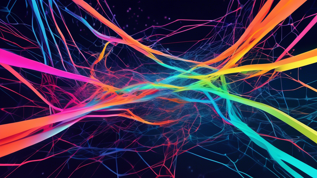 Digital illustration of interconnected nodes representing the SEI Network, with abstract data streams flowing seamlessly between them, set against a futuristic cyber background.